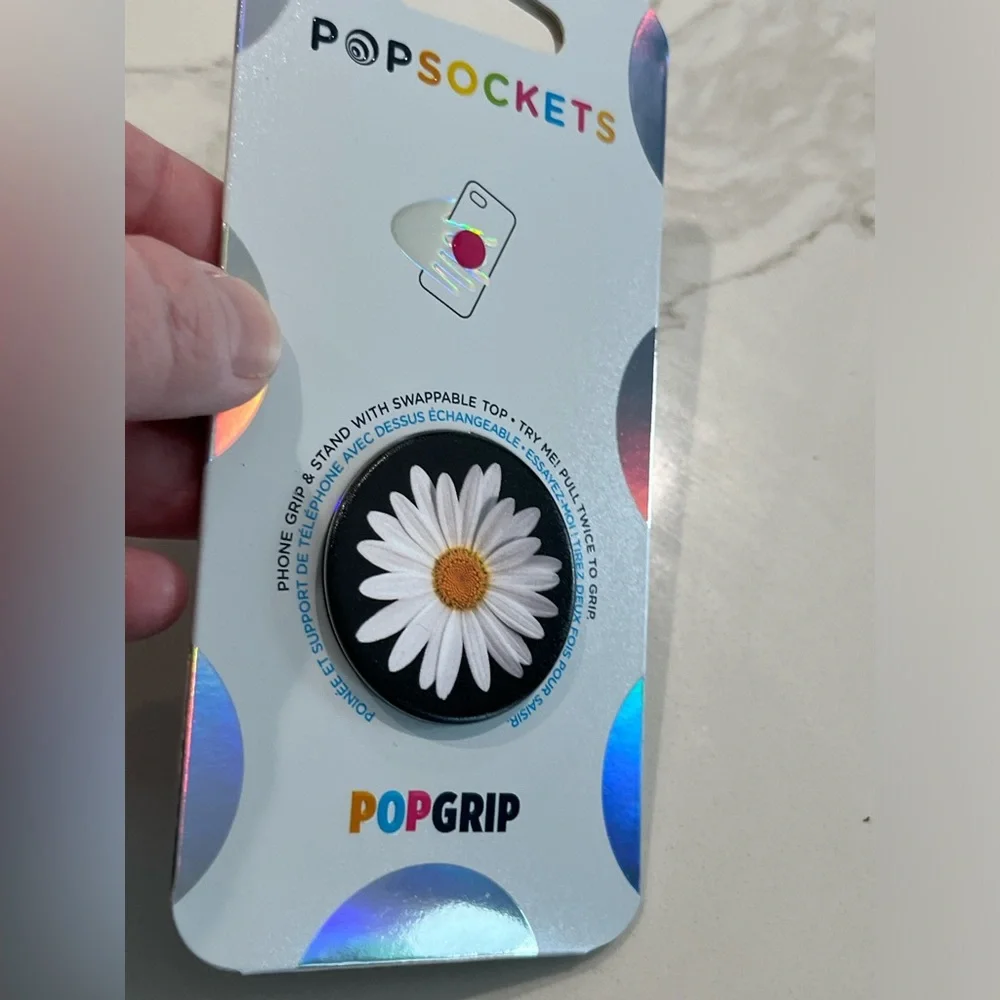PopSocket PopGrip Daisy Phone Grip - White & Yellow on Black